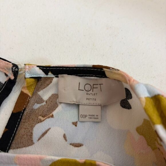 Loft Dress Women's Petite 00 Printed Shift Short Sleeve Career Lightweight - Picture 7 of 9